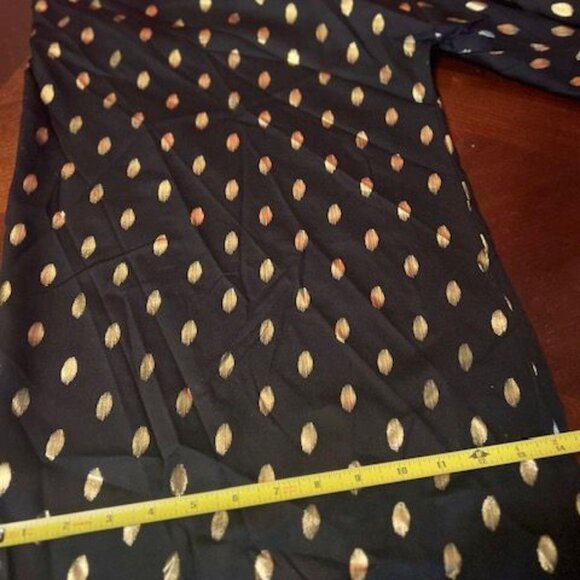 Gold Dot Black Long Sleeve Blouse By C+D+M Collection XL flare sleeve - Picture 12 of 14